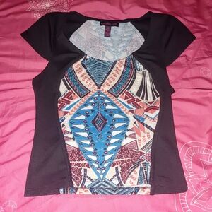 Material girl tribal print crop top small